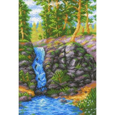 Канва/ткань с рисунком "М.П.Студия" СК-078 "Лесной водопад" 20х30см